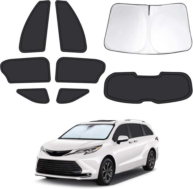 FSHAANY'S 8pcs Car Window Shades for Toyota Sienna 2021-2025, Full Car Window Covers for Privacy, Sunshades for Sienna Front Rear Windshield Side Windows to Block UV and Protect Privacy - Image 1